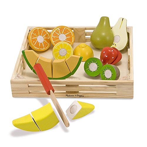Melissa & Doug Wooden Cutting Fruit Toy Food Set & Pretend Play Kitchen Accessories, Preschool Learning Toys for Girls & Boys 3+