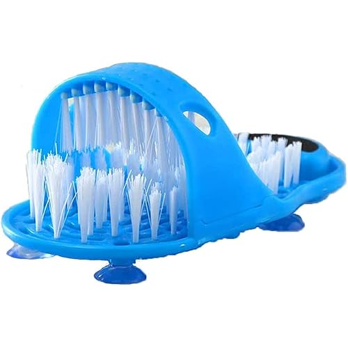 Shower Foot Scrubber, Feet Cleaner for Shower Floor with Dead Skin Remover File and Suction Cups (1PCS Blue)