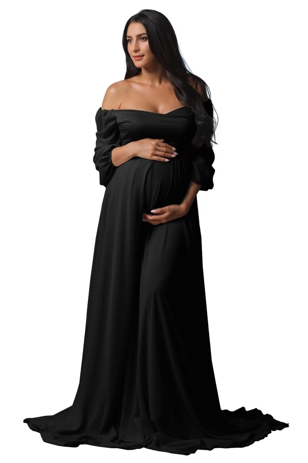 Long Maternity Photoshoot Dress Long Sleeve Maternty Dress For