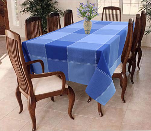 Image of AIRWILL 100% Cotton Square Table Cover for Dining Table | Premium Washable Table Cloth | Soft Durable Fabric for Home Kitchen Restaurant & Coffee Table (Blue, 8 Seater)