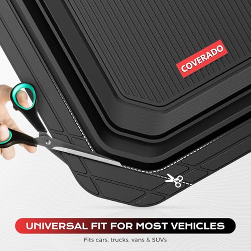 Image of Coverado Car Floor Mats for Cars, Waterproof All Weather Protection, Deep Dish Car Mats, Universal Trim to Fit Automotive Mats Car Accessories for Cars SUV Truck, 3PCS Set, Black