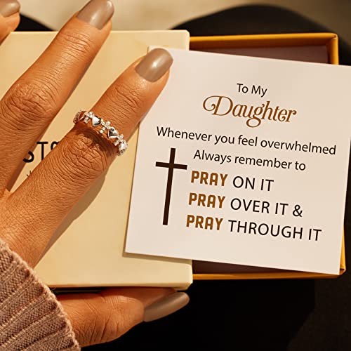 To My Daughter Cross Ring, Daughter Cross Heart Ring, Daughter Gift from Mom, Mother Daughter Jewelry, Gifts for Daughter, Daughter Gift2