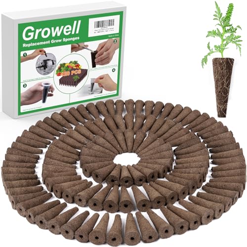 Growell Grow Sponges 120 Pack Hydroponic Pods Seed Pods Replacement Sponges Compatible with Aerogarden and Others Hydroponic sponges for All Indoor Hydroponics Growing System