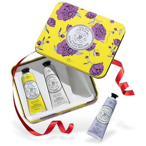 La Chatelaine Hand Cream Gift Set for Women Mom Sister Travel Size Natural Hand Cream Made in France with 20% Organic Shea Butter (Citrus Fizz White Grapefruit & Lavender) 3 x 1 fl. oz