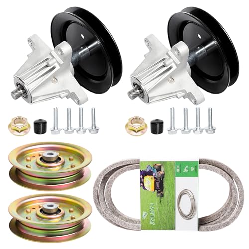 JYLEYJ 42 inch Mower Deck Spindle Assembly Fits for Cub Cadet RZT 42 LTX1040 Troy Bilt Pony 42 Bronco TB30 Includes 2 Spindle 918-04822A 918-04822B 2 Idler Pulley 756-04129 1 Be lt 954-04060