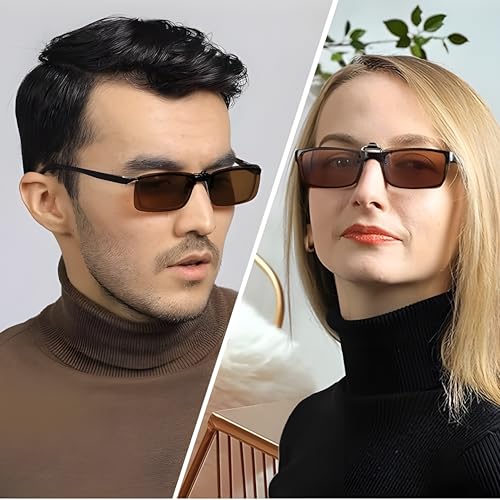 Image of Polarized Clip-On Sunglass Attachment for Prescription Glasses | UV Protection | Flip-Up Design | Includes Lens Cleaner, Microfiber Cloth & Storage Case | Men & Women