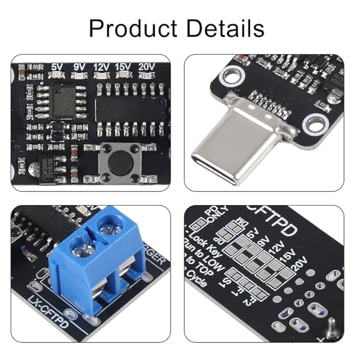 Image of 4pcs 100W 5A USB-C Fast Charge USB-C PD QC DC 5V 9V 12V 15V 20V Adjustable Voltage Power Trigger Module 5A Type-C Male Input (Type-C Male -2P Terminal)