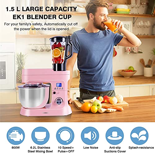 RXF Küchenmaschine,Knetmaschine,Teigmaschine,Mit Fleischwolf Und Saftmixer 6 in 1 800W Kippkopf Multifunktionaler Küchen… – Bild 3