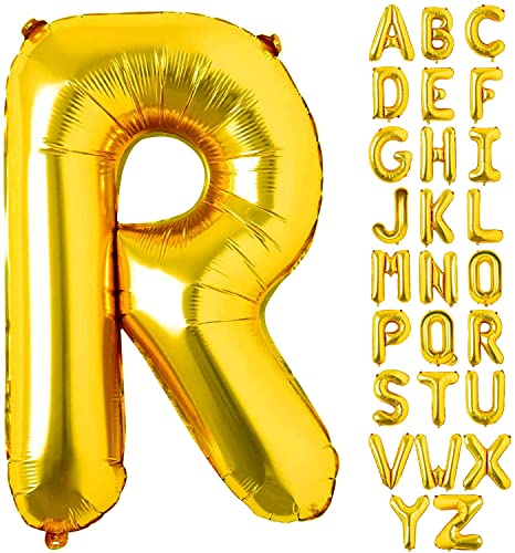 Ballon en aluminium - Lettres Ballon Feuille Gonflable pour Votre célébration d' anniversaire ou pour Votre Mariage d'hélium Lettre Gold,16 inch