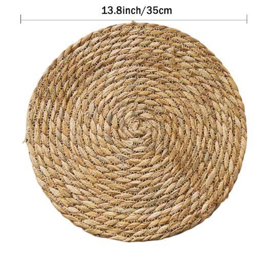 Image of Handmade Heat Resistant 13.8 inch Round Woven Placemats Set of 10, Wicker Boho No Chemical Natural Water Hyacinth Place Mats, Farmhouse Table Mats for Kitchen Dining Table,Home Decorations,Wedding