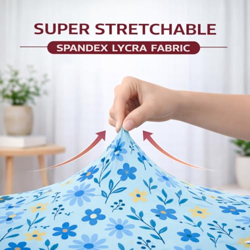 Image of STITCHNEST 'Contour Fit Series' Stretchable Printed Wooden Sofa Cover (Pack of 2) - Elastic Wooden Chair Cover | Wooden Sofa Seat Cover | Size - 20-21 x 20-21 x 3-5 in