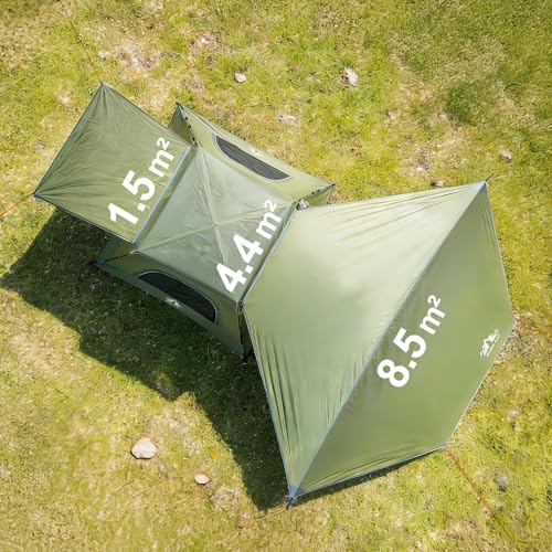 Image of Night Cat 3-Person Camping Tent: Waterproof Instant Cabin Tent with Canopy Tarp for Family, 2-in-1 Canopy Tent with Porch Easy Setup
