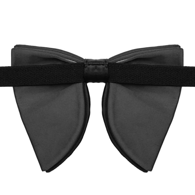 Axlon Premium Butterfly Embroidery Cut Dana Micro Fabric Oversize Big Bow Tie For Men With Flower Brooch Pin (Free Size, Black) 3