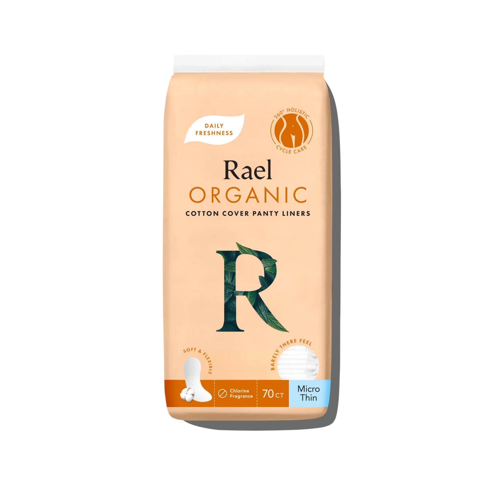 Organic Cotton Cover Panty Liners, Micro Thin, 70 Count