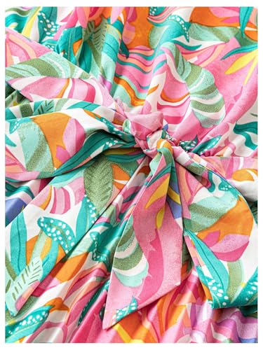 Image of Milumia Women's Floral Print Ruffle Cap Sleeve Short Dress Belted Pleated Casual Dresses