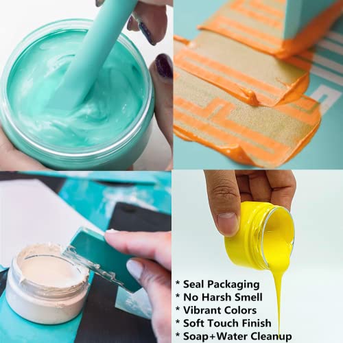 jajado 12 jars chalk paste paint set 9 pcs chalk paint mini squeegees and rubber squeegee stir sticks screen printing ink reusable adhesive stencil paste craft on wood furniture t-shirt