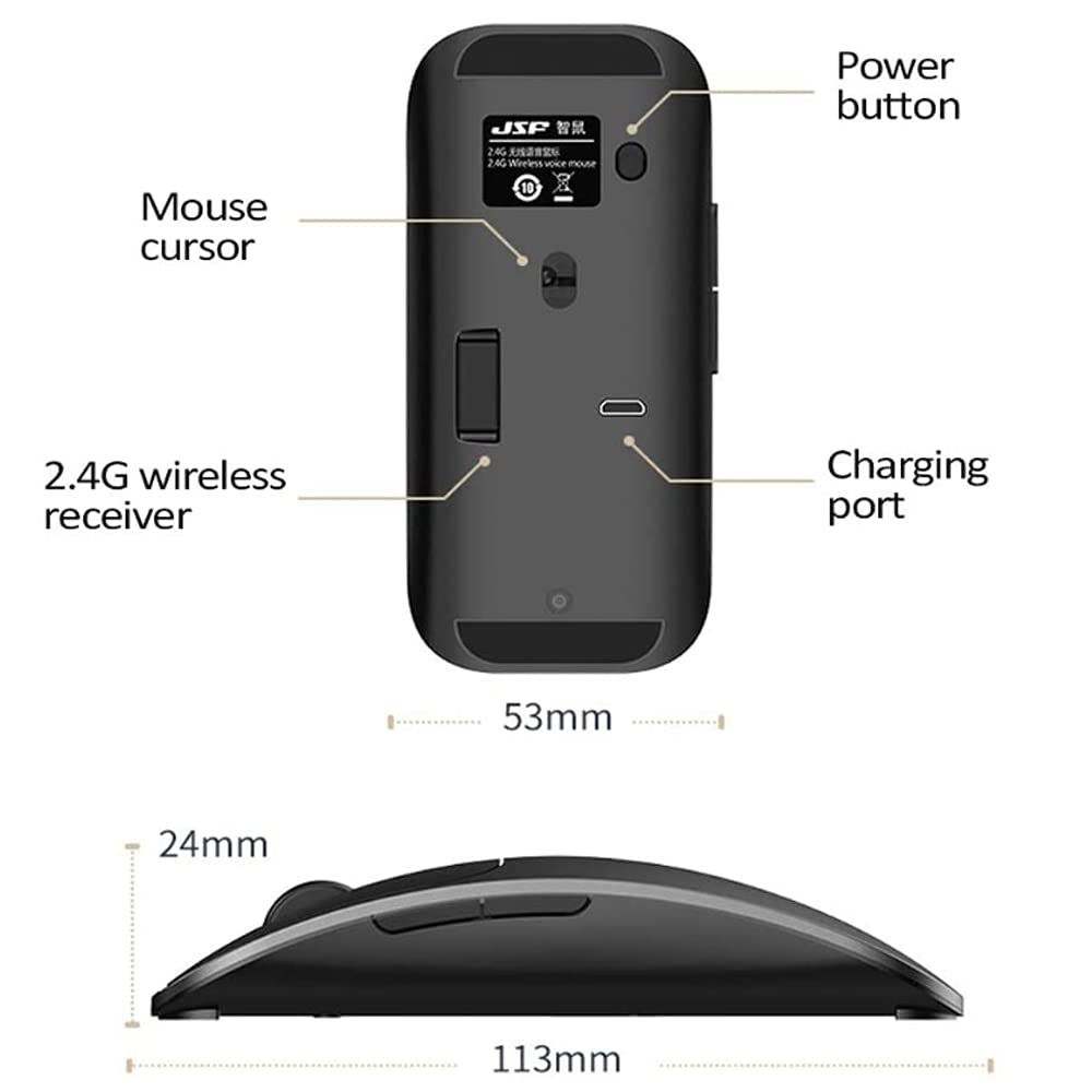 Sztuczna inteligencja rozpoznawanie głosu mysz wejście Bluetooth bezprzewodowa mysz inteligentna myszka, 2,4 GHz AI bezprzewodowa inteligentna mysz - wejście głosowe do biura i gier (czerwona)