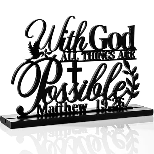 Image of Geetery Inspirational Table Centerpieces Wooden Religious Inspirational Home Decoration Motivational Blessed Table Decor for Home Kitchen Office Faith Christian Gifts Supplies Decor(Possible)