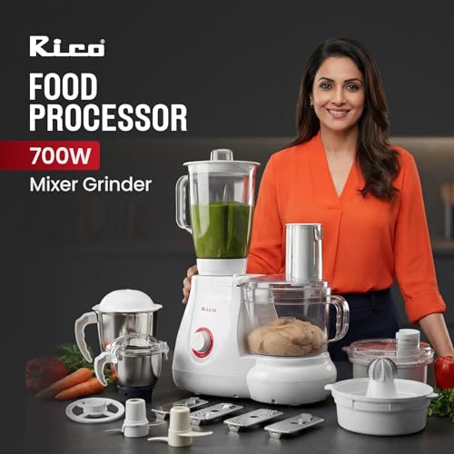 Image of Rico 700W Coconut Scraper & Mixer Grinder | Multi-Functional Food Processor with Blender, Citrus Juicer, Masala & Chutney Jar | 2-Year Replacement Warranty