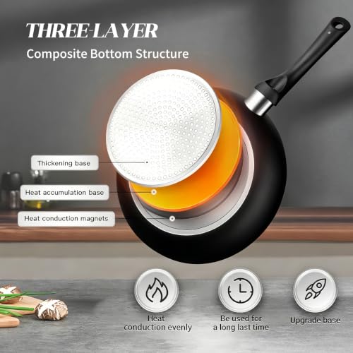 Image of BECIGAR 8 Pcs Ceramic Pots and Pans Set, Cooking Pan Set, Nonstick Cookware Set, Induction Safe Cooking Set with Frying Pans, Saucepans, shovel and Ladle, Blcak