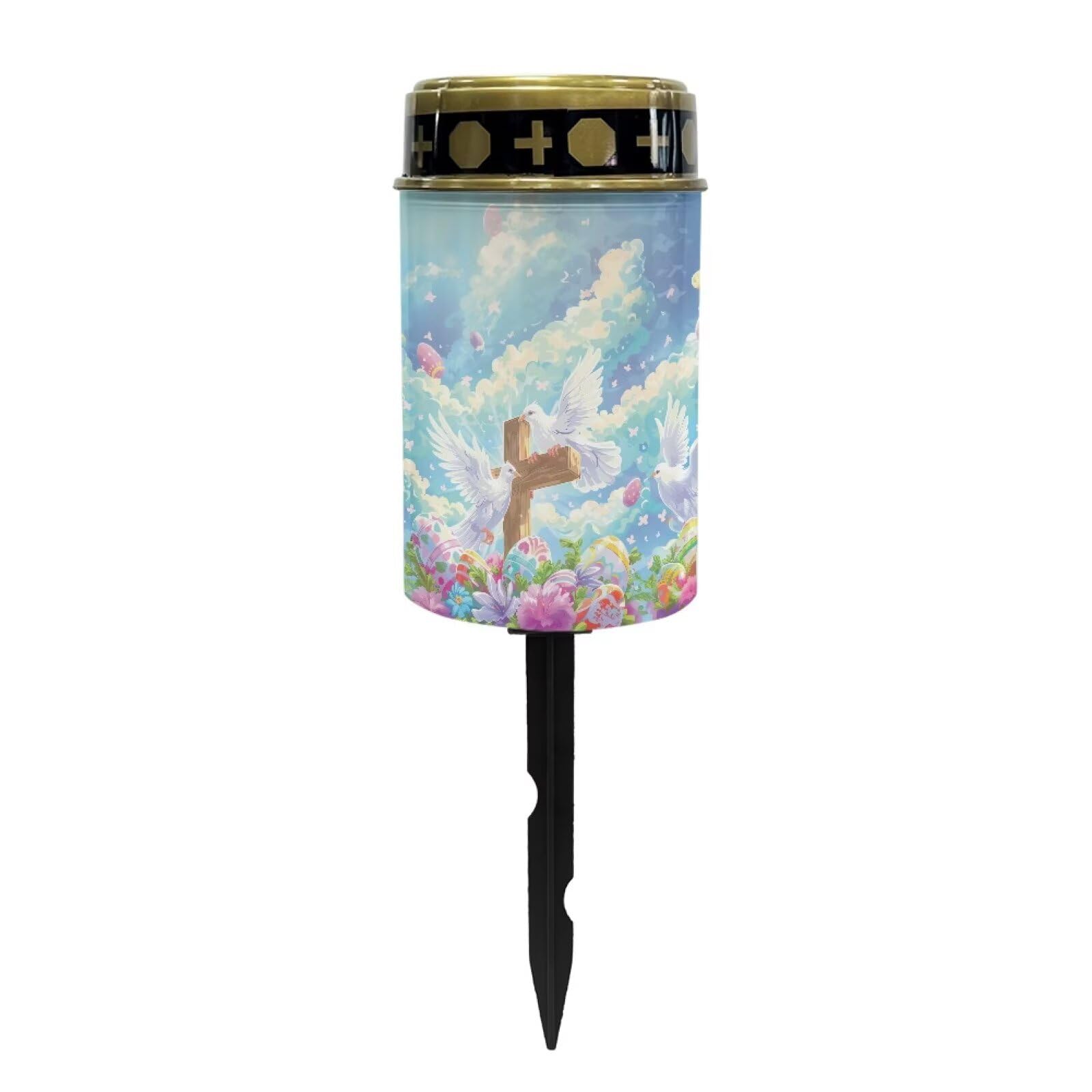 Uorisanigo Cross and Peace Dove Solar Grave Lights - Flameless Solar Powered Light for Prayer - Waterproof - Cemetery Decor Candle Lamp โ image 1