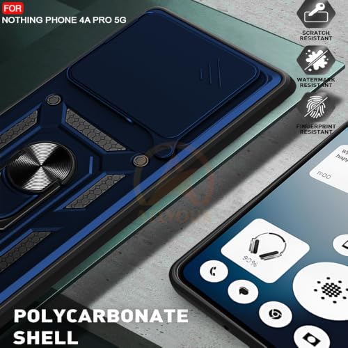 Image of Armor Bumper Back Cover Case for Nothing Phone 4A Pro 5G | Rotating Camera Cover, Ring Holder & Kickstand | Heavy Duty & 360 Degree Protection Nothing Phone 4A Pro 5G Back Cover (Blue)