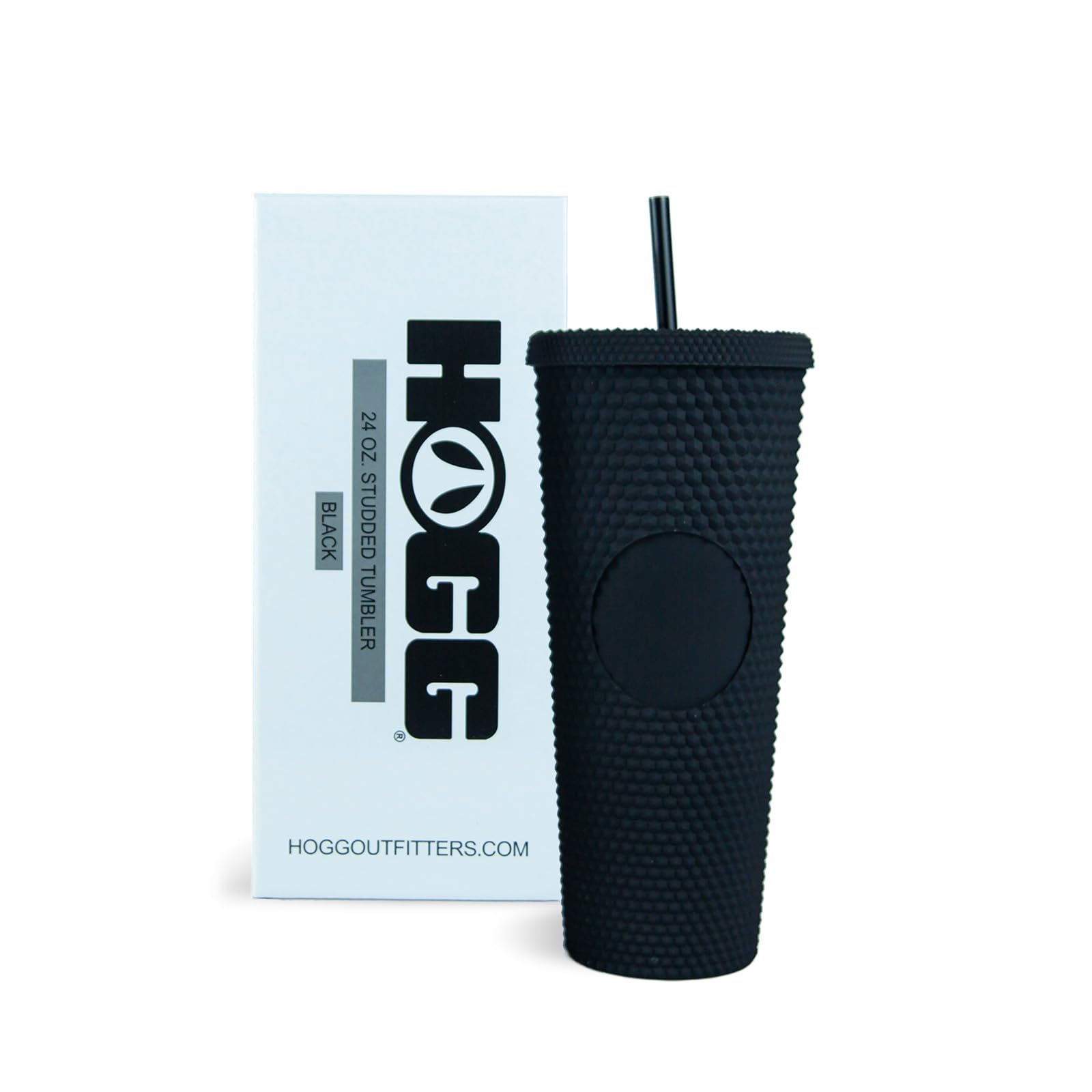 24 oz Studded Tumbler with Lid and Straw - Black, Reusable Iced Coffee Cup, Bling Tumbler for Women, Glitter Rhinestone Cup, Gifts for Iced Coffee Lovers