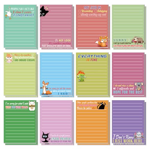 Lot de 24 notes adhésives amusantes pour le travail de dimension 10,2 x 7,6 cm