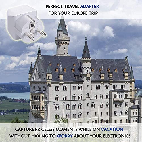 Image of Ceptics Belgium, Finland, Spain Travel Adapter Plug - Type E /F - European - 2 in 1 - Light Weight - Perfect for Cell Phones, Chargers, Cameras and More (3 Pack)