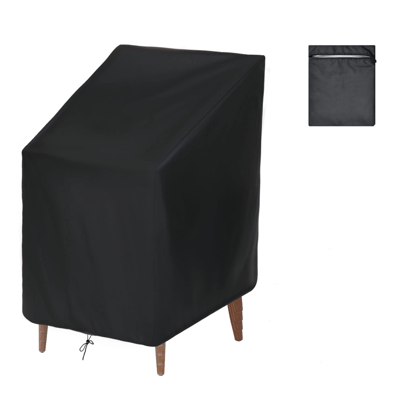 Ultifore Garden Chair Cover Waterproof, Outdoor Chair Covers Windproof with Drawstring, Garden Furniture Cover for Stackable Dining Chairs, Dustproof, Anti-UV, 120x75x75cm