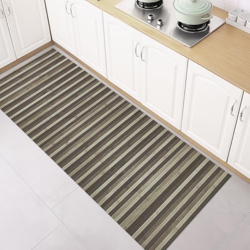 SaRani Tapis de Couloir en Bambou à Lamelles, Fond Antidérapant Caoutchouté (Tortora Dégradé,...