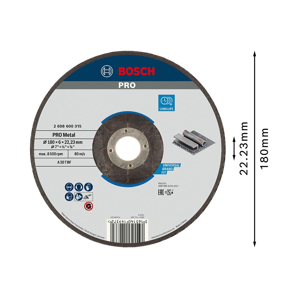Bosch Professional Accessories Bombeli Metal Kesme Diski, Gri, 230 mm, 1 Adet