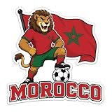 Morocco Flag Mascot National Team Soccer Football World Cup Sticker, Waterproof Car Bumper Vinyl Decal, 5 Inch