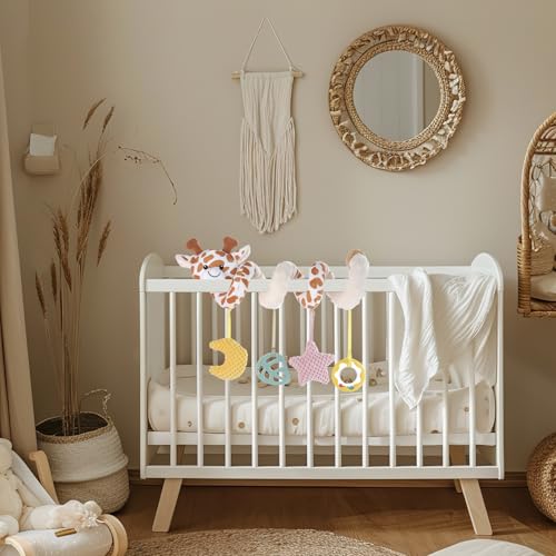 Image of Apricot Lamb Baby Spiral Car Seat & Stroller Activity Toy, Features Plush Giraffe Character Hanging Rattles Toys, Gentle Rattle Sound & Soft Teether, 8-26 Inches