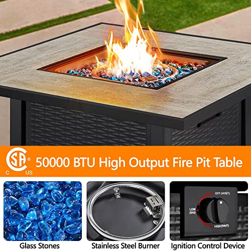 Yaheetech-Propane-Gas-Fire-Pit-30-Inch-50000-BTU-Square-Gas-Firepits-with-Ceramic-Tabletop-and-Fire-Glass-Multi-Function-Outdoor-Heating-Fire-Table-for-GardenPatioCourtyardParty-Black