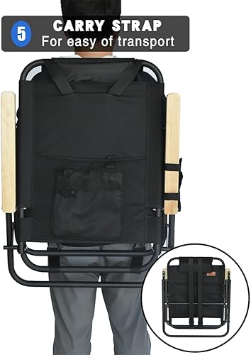 Miniatura 8 de AnYoker Silla de camping, gran tamaño, silla compacta de 2 vías de gran tamaño, silla plegable portátil, silla de playa con bolsillo lateral y