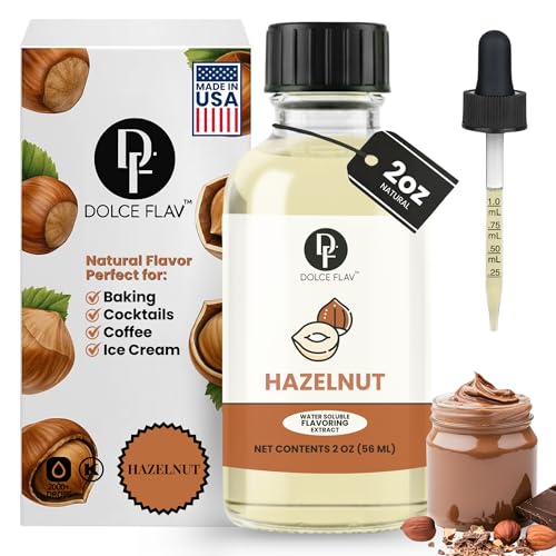 Dolce Flav Natural Hazelnut Extract – 2 Ounce Water-Soluble Kosher,