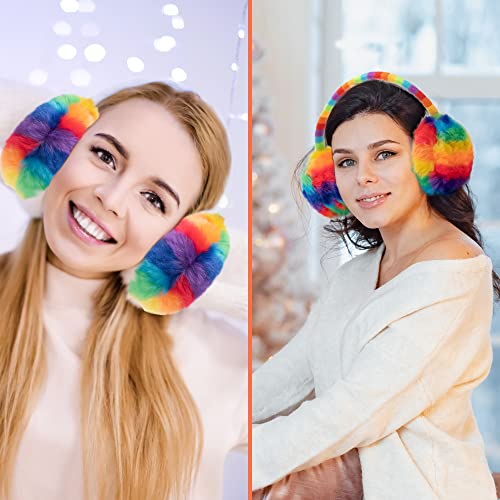 Ronrons Rainbow Color Earmuff Winter Plush Ear Muff Outdoor Ear Warmer Christmas Gifts For Kids Women Girls #TOP3