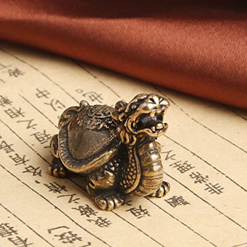 Estatua pequeña Fengshui Dragón Tortuga cobre 2 piezas miniatura 4