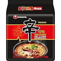 Nong Shim Instantnudeln Shin Ramyun Black – Koreanische Rindfleisch Ramen Suppe scharf mit Knoblaucharoma - schnelle Zubereitung – 1er Vorteilspackung - 4 x 130g