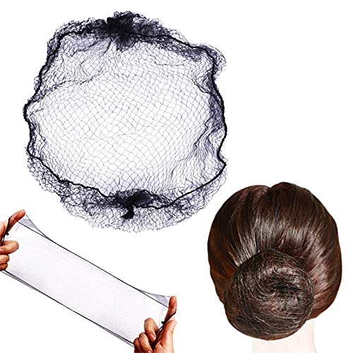 40 Stück Haarnetze Unsichtbar ElastischKante Mesh 22 Zoll Braun Nylon Unsichtbares Haarnetz für Frauen Mädchen Haarknoten Herstellung Ballett Tänzer Cover