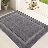 Oiilores Door Mat Indoor Entrance, Dirt Trapper Entryway Rug with Non-Slip Rubber Backing, Washable Inside Front Entry Rugs, Super Absorbent Doormat for Home, Dog Mat for Muddy Paws, (20' x 32', Grey)