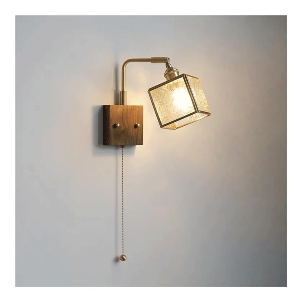 SXECAEPS Wall Sconce, Brass Glass Lamp Light Fixture for Bedroom, Living Room, Reading