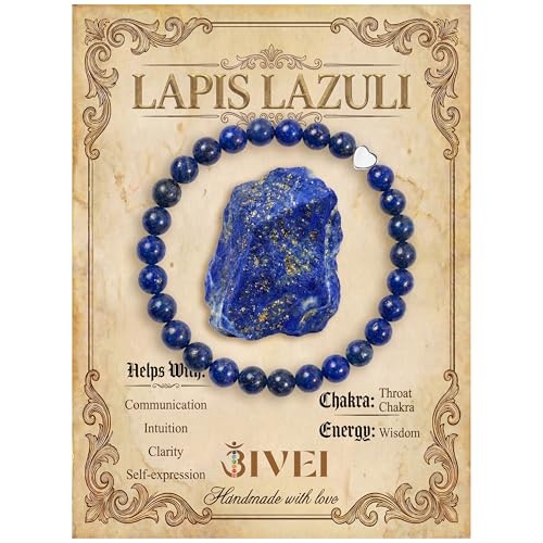 Bivei 6mm Lapis lazuli Crystal Stretch Bracelets for Women Handmade Natural Stone Beaded Bracelet Yoga Protection Jewelry Gift