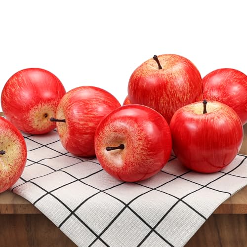 Artificial Apples Fake Frutis Apples, Simulation Apples for Home Decoration Lifelike Normal Size Apples Fake Apples for Kichen Party Chirstmas Decor (6 Pcs Red Apple) - Thumbnail 6