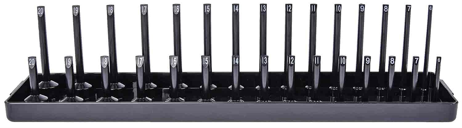 JEGS 85070 Socket Organizer 3/8 in. Drive Metric Sizing 6 mm - 20 mm Fitment Hol