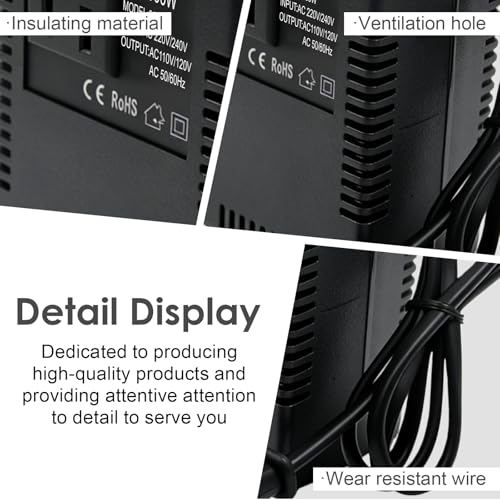 VEGOATY Transformator mocy 300 W, przetwornica napięcia 220 V na 110 V, 300 W, przetwornica napięcia, wtyczka EU, przenośny podróżny transformator prądu