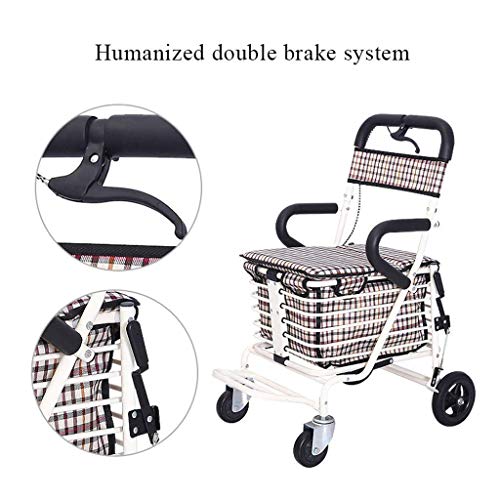 TNIU Walker, Einkaufswagen für ältere Menschen, Walker, Lässig mit Sitz, dreistufig Verstellbarer, zusammenklappbarer… – Bild 3