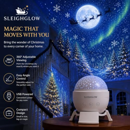 Christmas Projector Lights Indoor with 16 Holiday Scenes, Plug and Play HD Christmas Projector 360 Degree Adjustable USB Powered Night Light for Home Office Holiday Decor - image 3