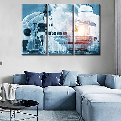 Image of TUMOVO 3 Pieces Clinical Laboratory Poster Home Decor Medical background Modern Artwork Medical Examination Wall Art for Living Room Stretched and Framed Ready to Hang (36 inch Wx24 H)